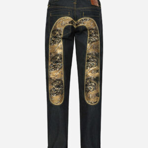 Crane Embrodiery Brocade Daicock Regular Straight Fit Jeans