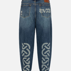 Wheel of Wisdom Print Wide Leg Denim Joggers